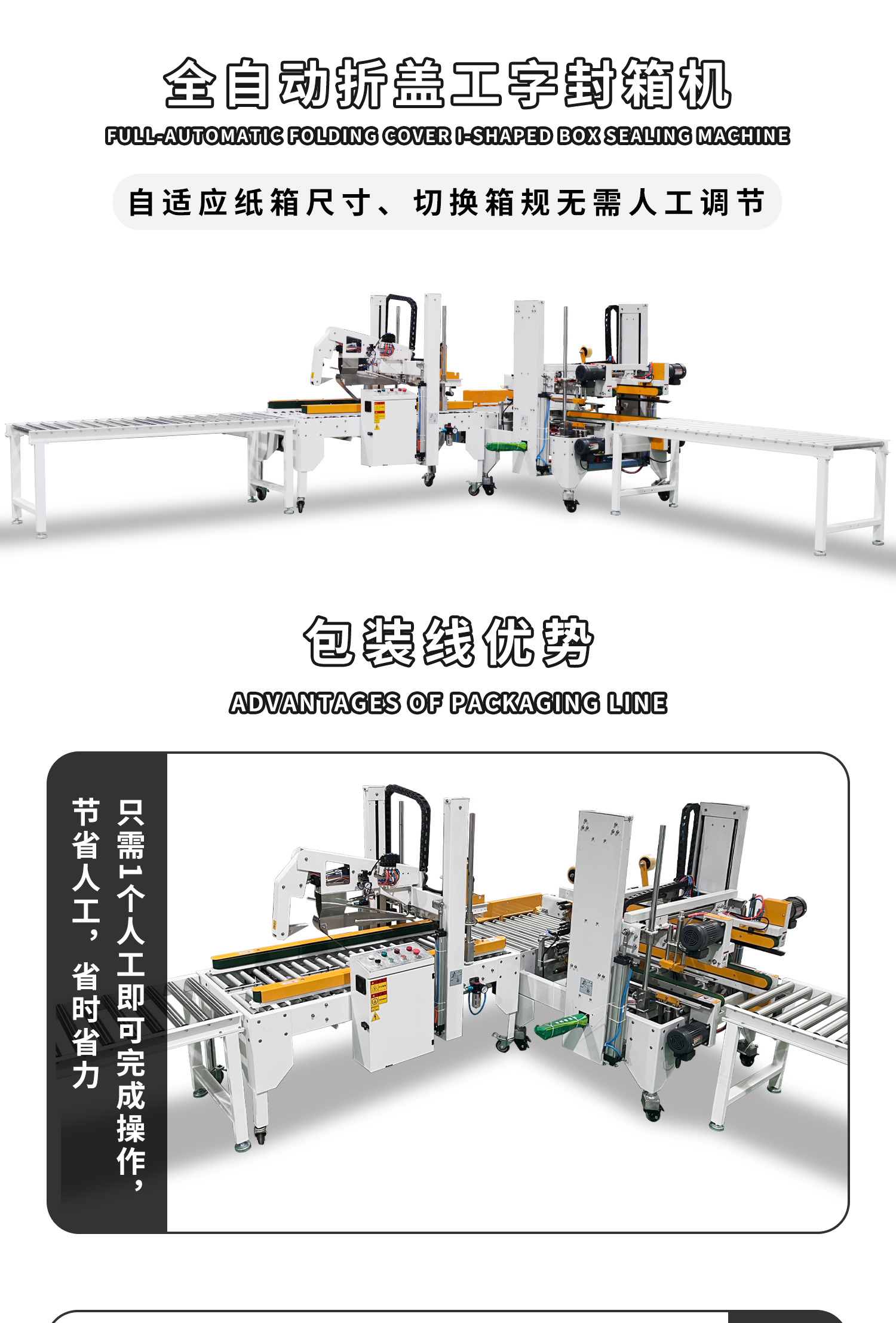 全自动折盖工字型封箱机细节图